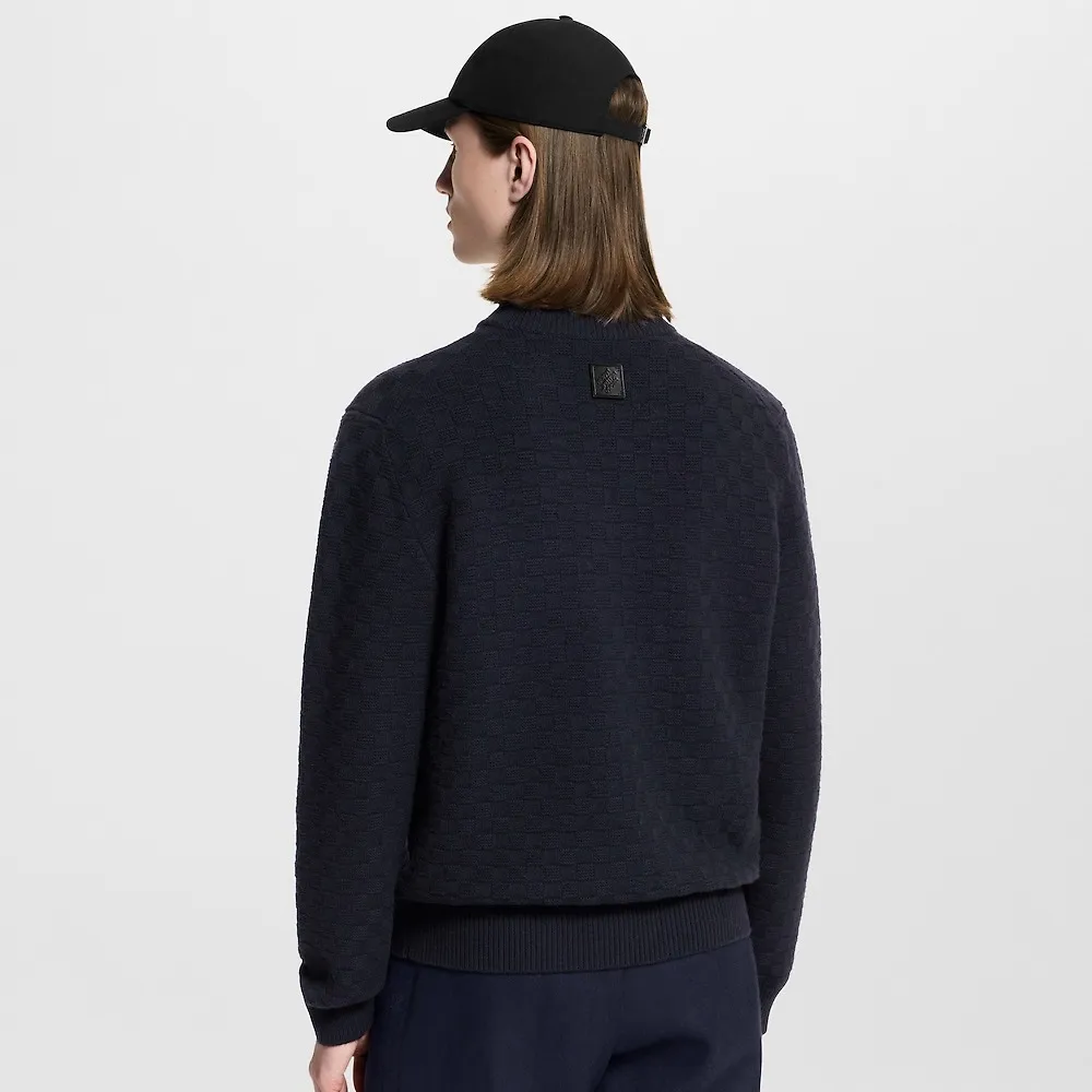 Louis Vuitton/Louis Vuitton checkerboard half-zip turtleneck sweater